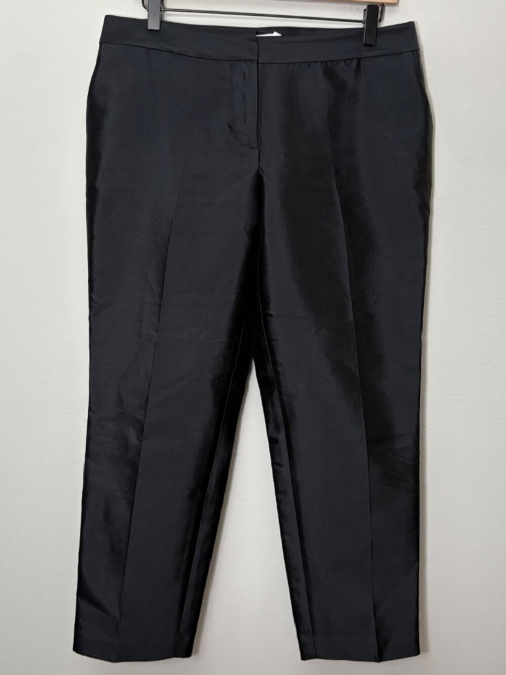 Vineyard Vines Silk Blend Black Mid-Rise Relaxed-Fit Ankle Trousers Women's 8